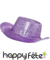 Chapeau plastique de cowboy paillette lilas