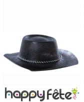 Chapeau plastique de cowboy paillette noir, image 1