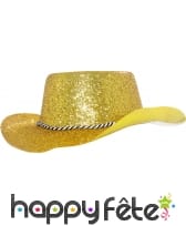 Chapeau plastique de cowboy paillette or