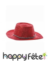 Chapeau plastique de cowboy pailletté rouge, image 1