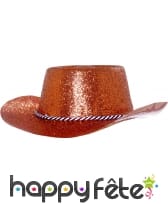 Chapeau plastique de cowboy pailletté rouge