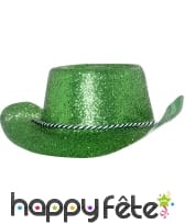 Chapeau plastique de cowboy pailletté vert
