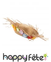 Chapeau paille Hawaïen avec fleurs sur le contour
