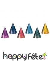 Chapeau pointu métallisé et coloré 23 cm