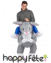 Costume Porte Moi gonflable lapin gris adulte, image 1
