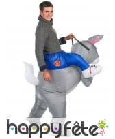 Costume Porte Moi gonflable lapin gris adulte, image 2