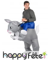 Costume Porte Moi gonflable lapin gris adulte