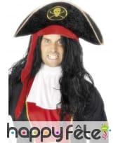 Chapeau pirate noir tête mort, image 1