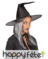 Chapeau pointu noir avec cheveux gris, image 1