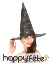 Chapeau pointu noir imprimé toile blanche, image 1