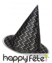 Chapeau pointu noir points blancs pour enfant