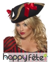 Chapeau pirate pour femme rouge noir