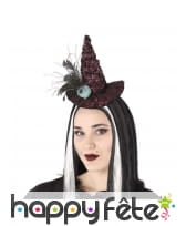 Chapeau pointu rouge de sorcière sur serre-tête