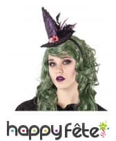 Chapeau pointu violet de sorcière sur serre-tête
