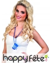 Collier pendentif verre à shooter bleu