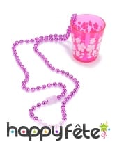 Collier pendentif verre shooter rose
