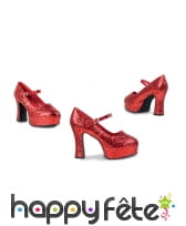 Chaussures rouges à paillettes, années 70