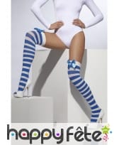 Collants rayés blanc bleu avec noeuds, image 1