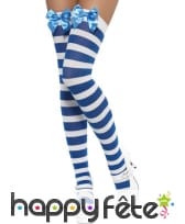 Collants rayés blanc bleu avec noeuds