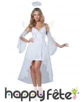 Costume robe blanche unie d'ange pour femme