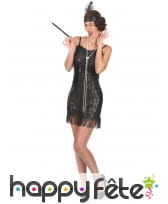 Costume robe courte Charleston noire pailletée, image 1