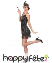 Costume robe courte Charleston noire pailletée, image 2