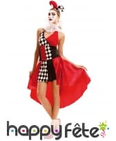 Costume robe courte d'arlequin effet queue de pie