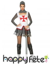 Costume robe courte de femme chevalier croisé