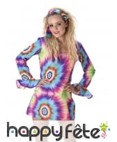 Costume robe courte psychédélique de hippie, image 1