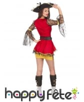 Costume robe courte rouge et dorée de piratesse, image 2