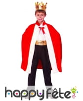 Cape rouge de roi avec couronne, pour enfant