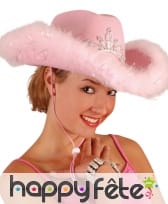 Chapeau rose de cowgirl bord en froufrou