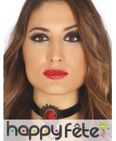 Collier ras de cou style gothique noir et rouge