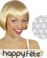 Collier ras du cou pluie de perles blanches