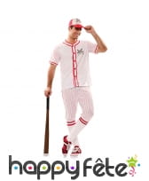 Costume rayé de joueur de baseball blanc rouge