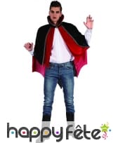 Cape rouge et noire mi-longue de vampire adulte