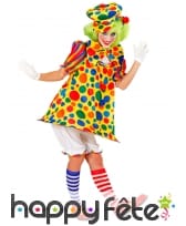 Costume robe évasée de clown à pois