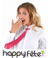 Cravate rose fluo unie de 40cm, image 1