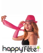 Cravate rose fluo unie de 40cm, image 2