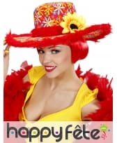 Chapeau rouge hippie avec fleur de tournesol