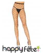 Collants résilles larges noirs avec strass, luxe