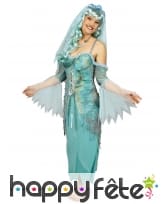 Costume robe longue turquoise effet déchiré, image 3