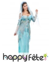 Costume robe longue turquoise effet déchiré