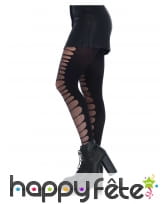 Collants résilles noirs effet déchiré pour femme, image 2