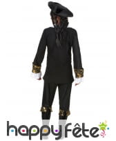 Costume robe noire de pirate imprimés dorés, image 2