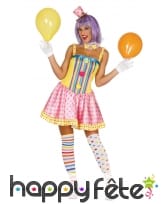 Costume robe pastel de femme clown