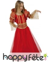 Costume robe rouge de reine médiévale pour enfant