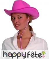 Chapeau rose uni de cowboy