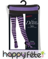 Collants rayés violet et noir, image 2