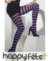 Collants rayés violet et noir, image 3